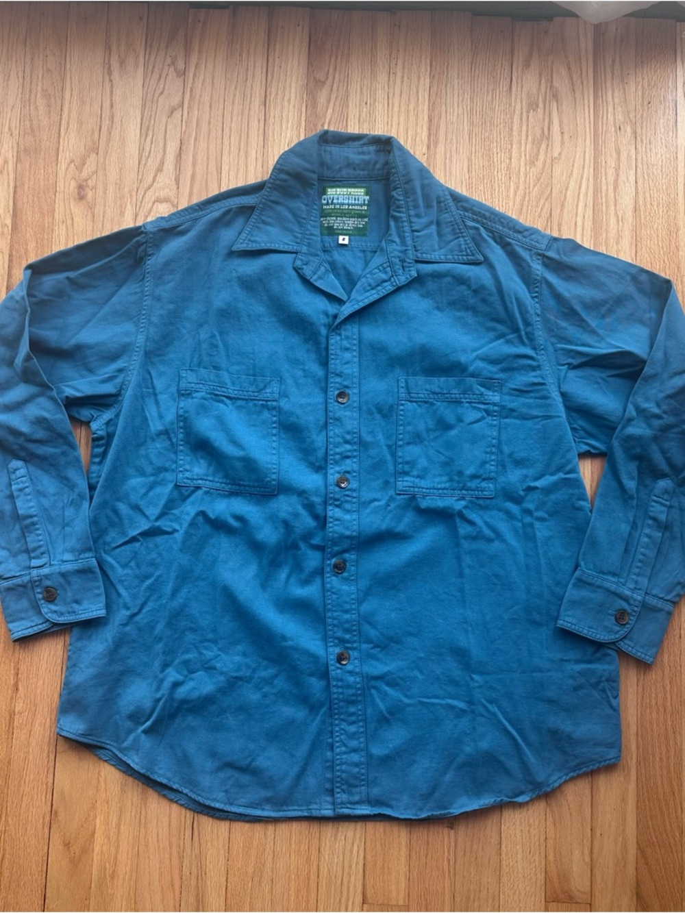 Big Bud Press Teal Blue Twill Overshirt Button-Down Shirt S